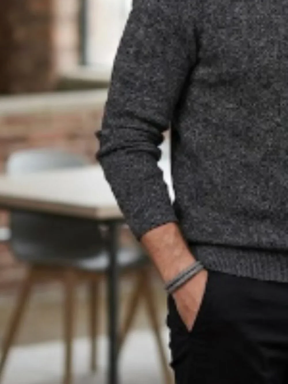 Gray Braided Men's Bracelet